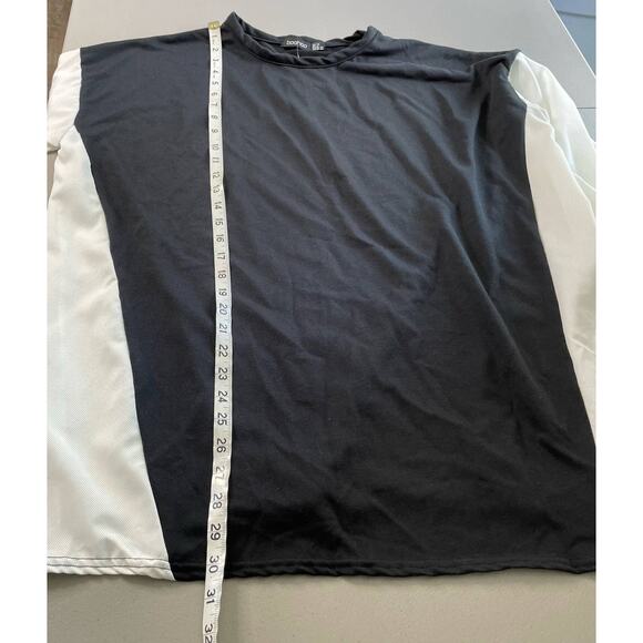 Boohoo Maternity Long Sleeve Top Crewneck Color Block White Black Size 10 NWT - Picture 12 of 12